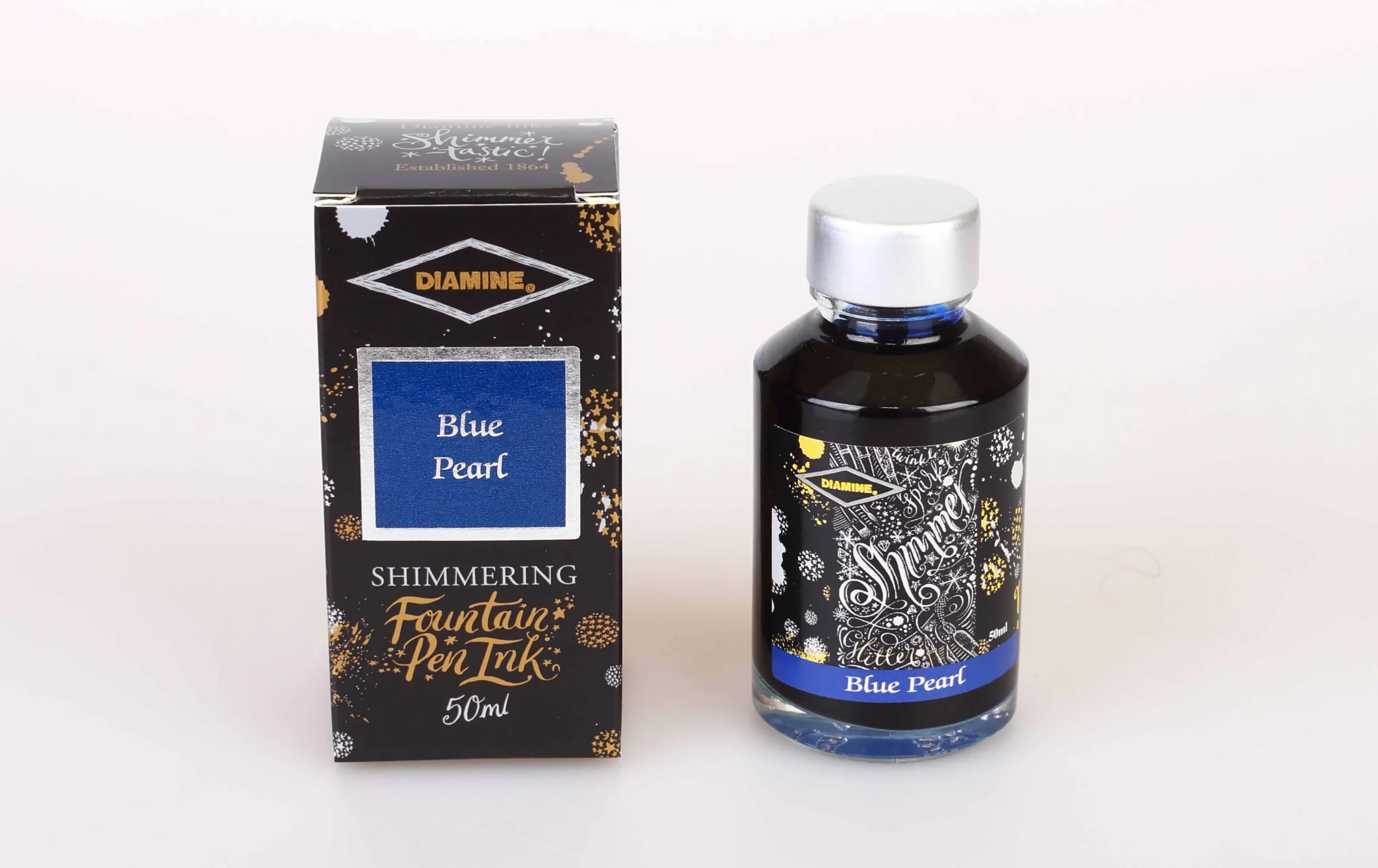 diamine shimmering 50ml blue pearl botella