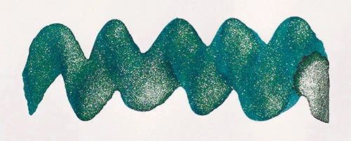 diamine shimmering 50ml peacock flare swatch