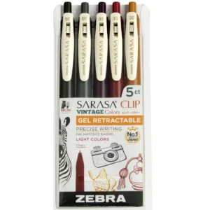 Estuche 5 Boligrafos Gel Zebra Sarasa Clip 05 Vintage