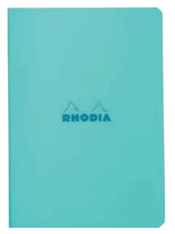 libreta rhodia azul claro grapada lateral a5