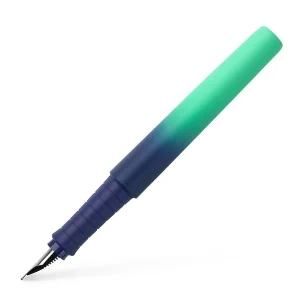 Pluma estilográfica Faber-Castell Poly Pen Flow Edition Buzzing Blue color degradado azul y verde azulado plumín M