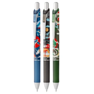 Set de 3 bolígrafos Pentel EnerGel Nature Dark con diseños Koi Torii y Dragón
