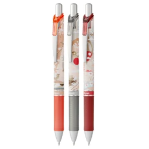 Set de 3 bolígrafos Pentel EnerGel Nature Light con diseños Cerezo Gorrión y Paisaje