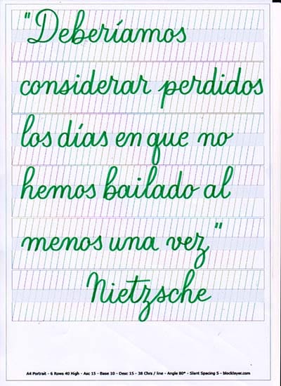 Pauta para caligrafía cursiva